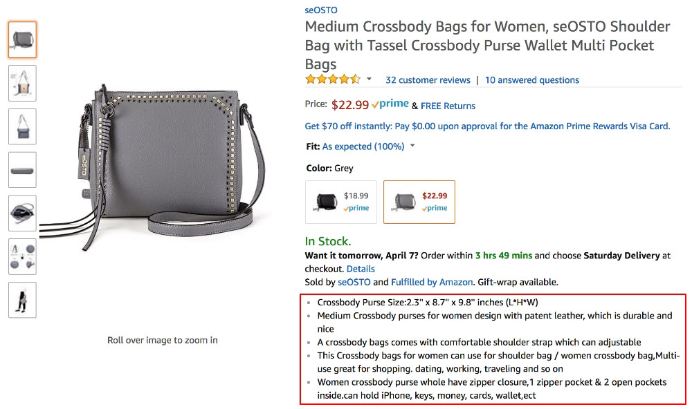 Bullet points in Amazon product listing