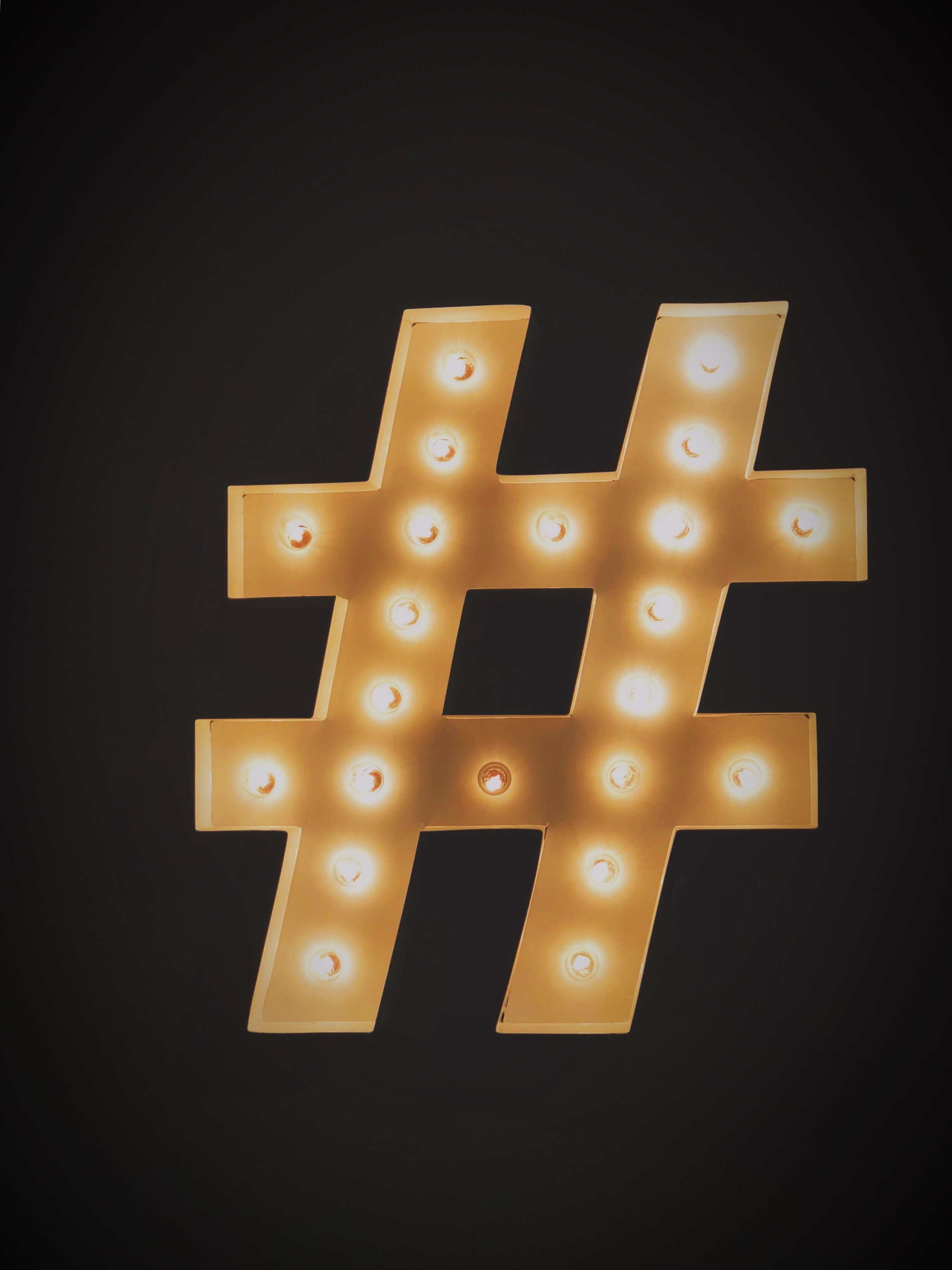 Hashtag Strategy - A big Hashtag sign with shining lights,